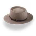 Handcrafted Wide Brim Porkpie Hat with Leather Band | The Oppenheimer - Agnoulita Hats 3 