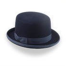 Iconic Flat Top Bowler Hat in Dark Navy Blue Fur Felt | The Oddjob - Agnoulita Hats 3 