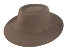 The Oppenheimer - Rabbit Fur Felt Wide Brim Porkpie Fedora For Men in Desert Taupe Brown Color | Agnoulita Quality Custom Hats 1