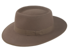 The Oppenheimer - Rabbit Fur Felt Wide Brim Porkpie Fedora For Men in Desert Taupe Brown Color | Agnoulita Quality Custom Hats  2