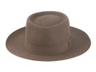 The Oppenheimer - Rabbit Fur Felt Wide Brim Porkpie Fedora For Men in Desert Taupe Brown Color | Agnoulita Quality Custom Hats 6