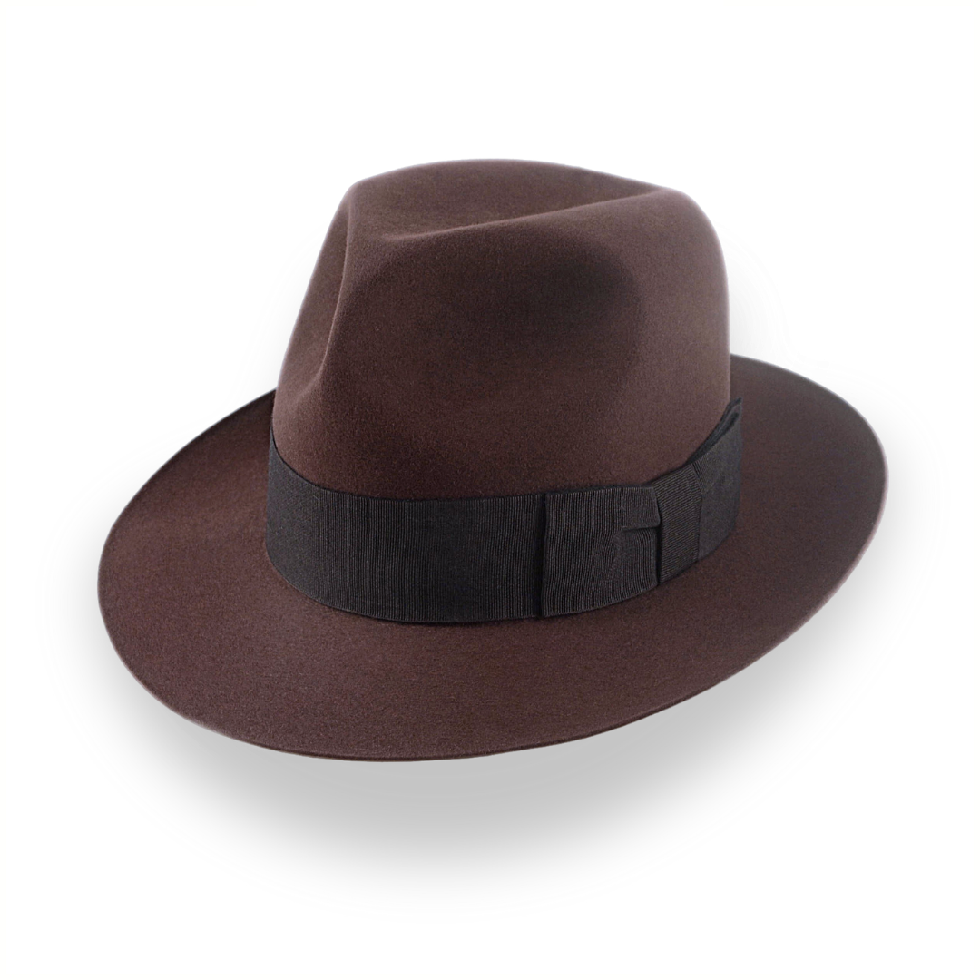 Indiana Jones Style Fedora In Sable Brown Beaver Fur Felt | The Pharaoh - Agnoulita Hats 1 