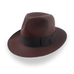 Indiana Jones Style Fedora In Sable Brown Beaver Fur Felt | The Pharaoh