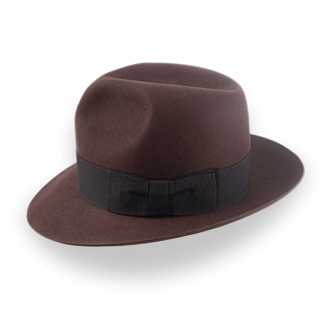 Indiana Jones Style Fedora In Sable Brown Beaver Fur Felt | The Pharaoh - Agnoulita Hats 2 