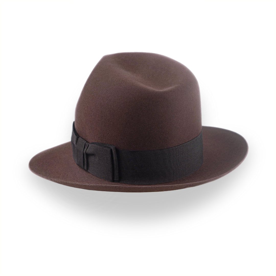 Indiana Jones Style Fedora In Sable Brown Beaver Fur Felt | The Pharaoh - Agnoulita Hats 3 