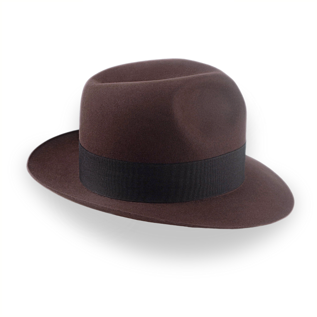 Indiana Jones Style Fedora In Sable Brown Beaver Fur Felt | The Pharaoh - Agnoulita Hats 5 