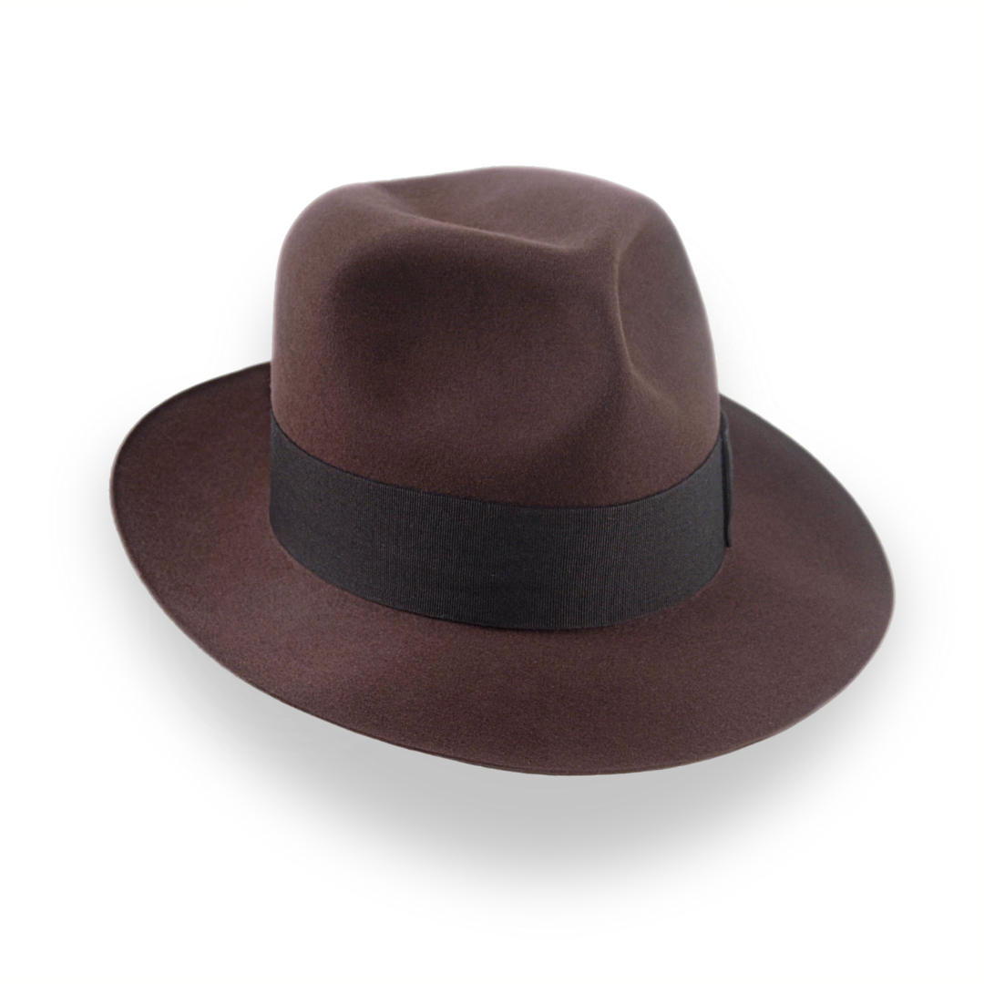 Indiana Jones Style Fedora In Sable Brown Beaver Fur Felt | The Pharaoh - Agnoulita 6 