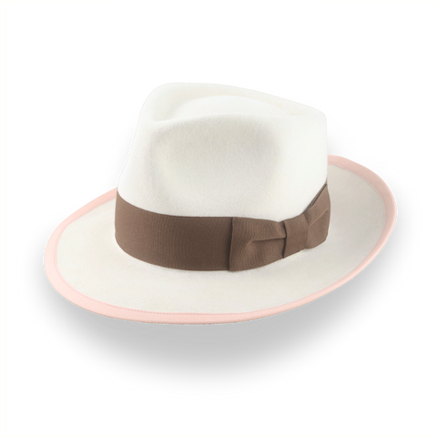 Ivory Teardrop Crown Fedora Hat in Plush Fur Felt | The Galante