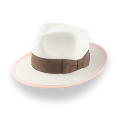 Ivory Teardrop Crown Fedora Hat in Plush Fur Felt | The Galante