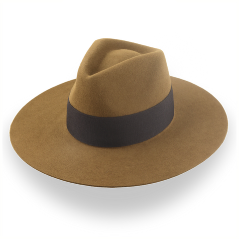 Light Brown Custom Design Wide Brim Rancher Fedora Hat | The Prairie