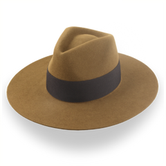 Light Brown Custom Design Wide Brim Rancher Fedora Hat | The Prairie