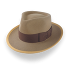 Light Camel Teardrop Mens Fedora with Double-Bow Hatband | The Stentor - Agnoulita Hats 1 