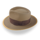 Light Camel Teardrop Mens Fedora with Double-Bow Hatband | The Stentor - Agnoulita Hats 2 