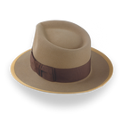 Light Camel Teardrop Mens Fedora with Double-Bow Hatband | The Stentor - Agnoulita Hats 3 