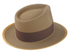 The STENTOR - Teardrop Fedora For Men with Double-Bow hatband in Light Camel Rabbit fur felt | Agnoulita Quality Custom Hats 4