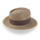 Light Camel Teardrop Mens Fedora with Double-Bow Hatband | The Stentor - Agnoulita Hats 5 