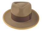 The STENTOR - Teardrop Fedora For Men with Double-Bow hatband in Light Camel Rabbit fur felt | Agnoulita Quality Custom Hats 6