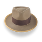 Light Camel Teardrop Mens Fedora with Double-Bow Hatband | The Stentor - Agnoulita Hats 6 