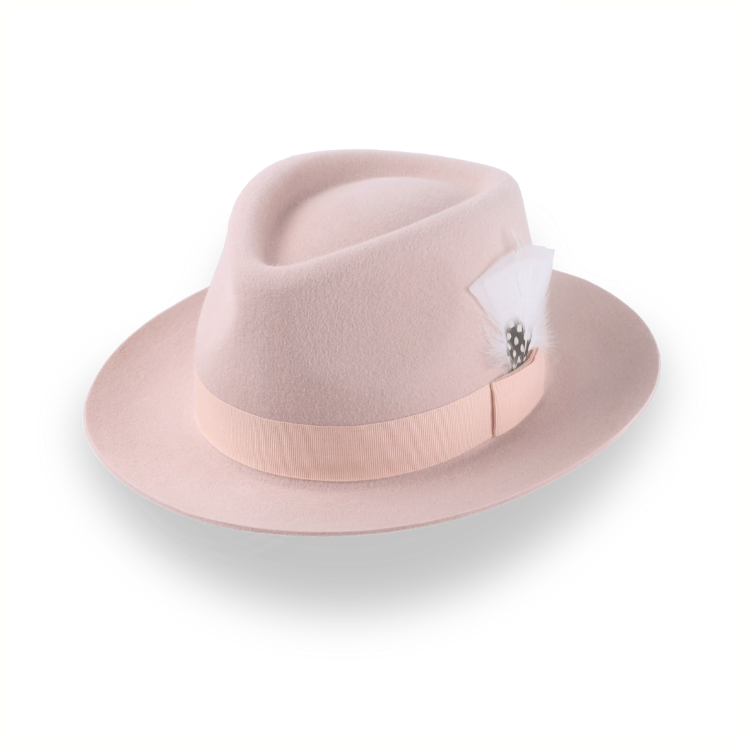 Light Pink Fedora with Medium Crown in Luxurious Fur Felt | The Clubber - Agnoulita 1 