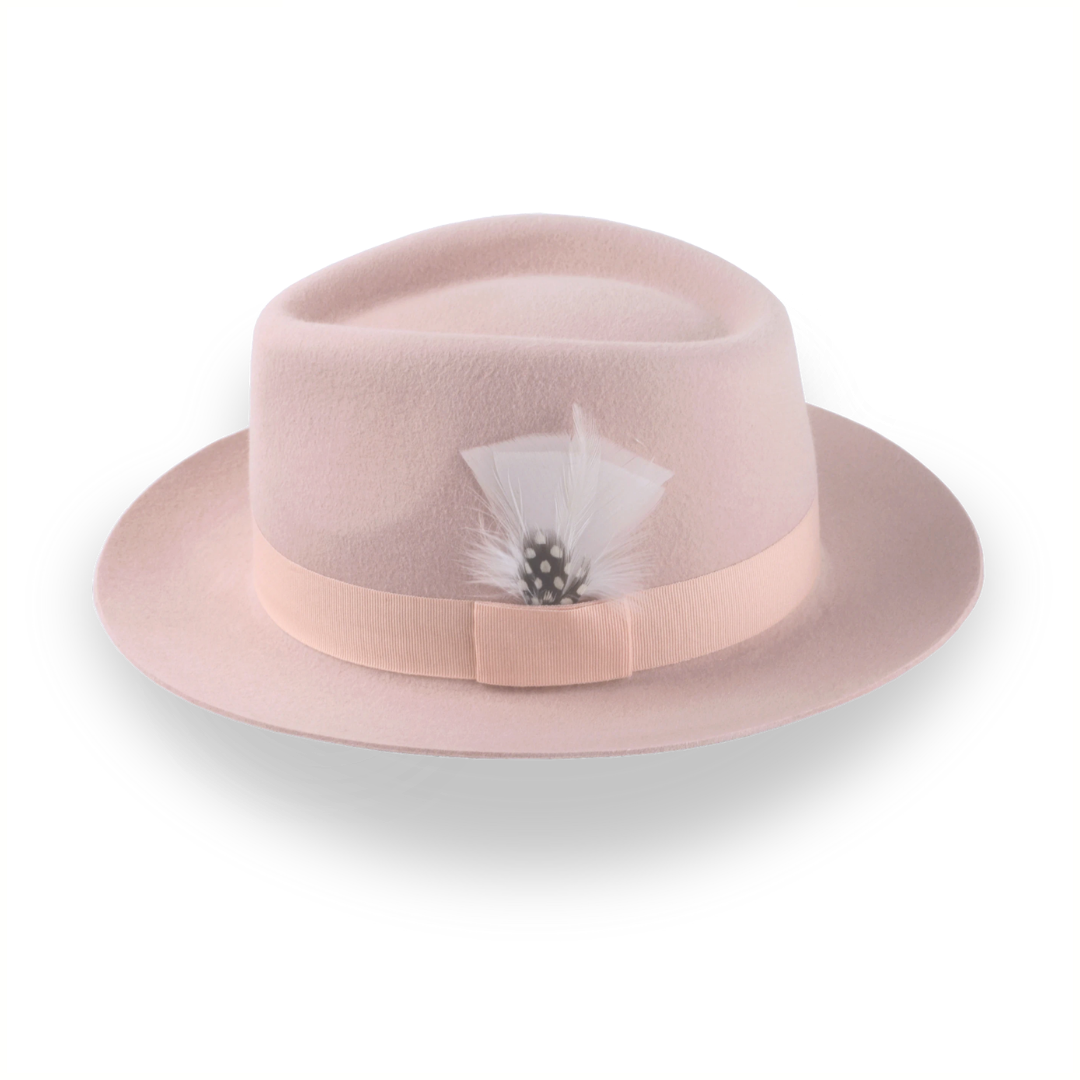 Light Pink Fedora with Medium Crown in Luxurious Fur Felt | The Clubber - Agnoulita 2 