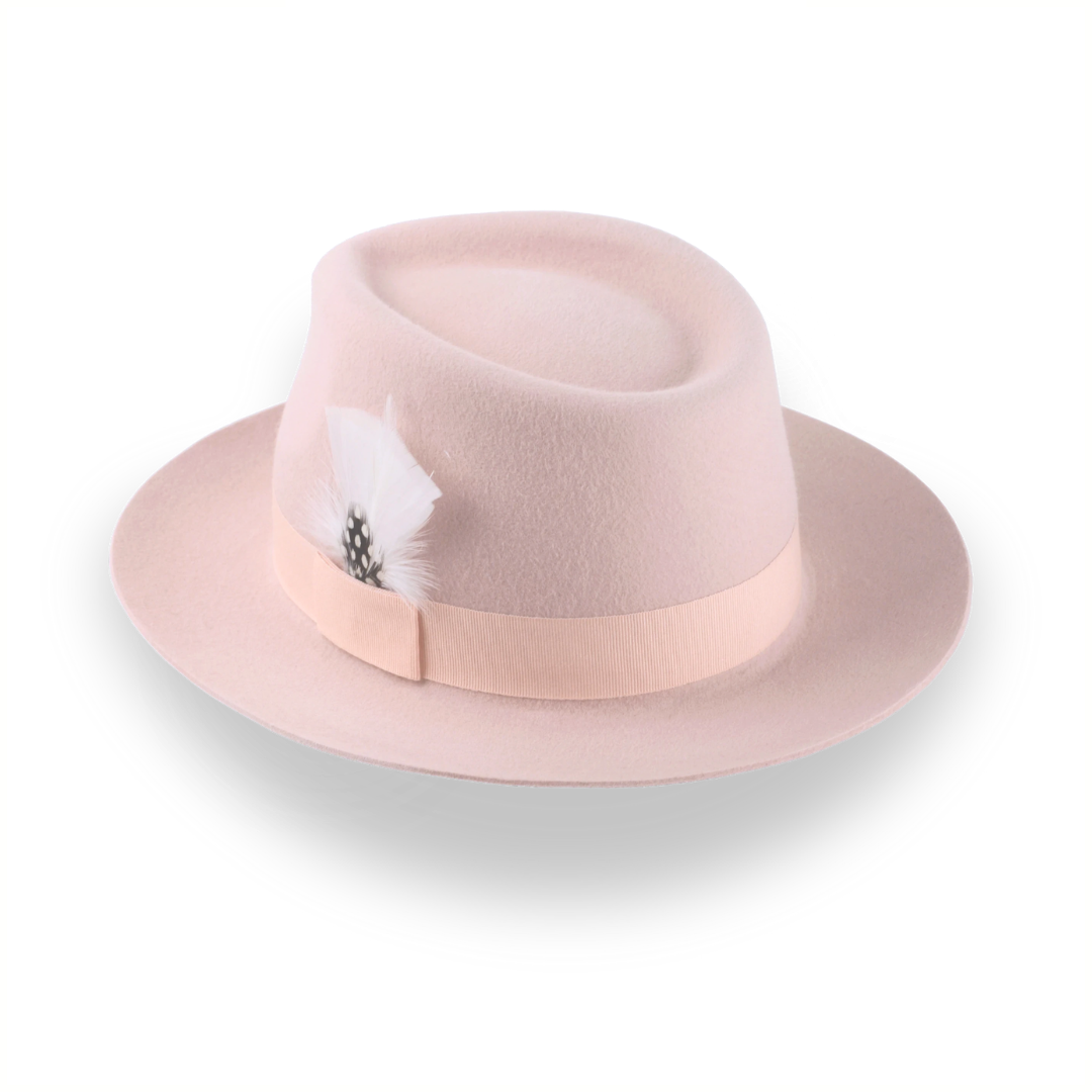 Light Pink Fedora with Medium Crown in Luxurious Fur Felt | The Clubber - Agnoulita Hats 3 