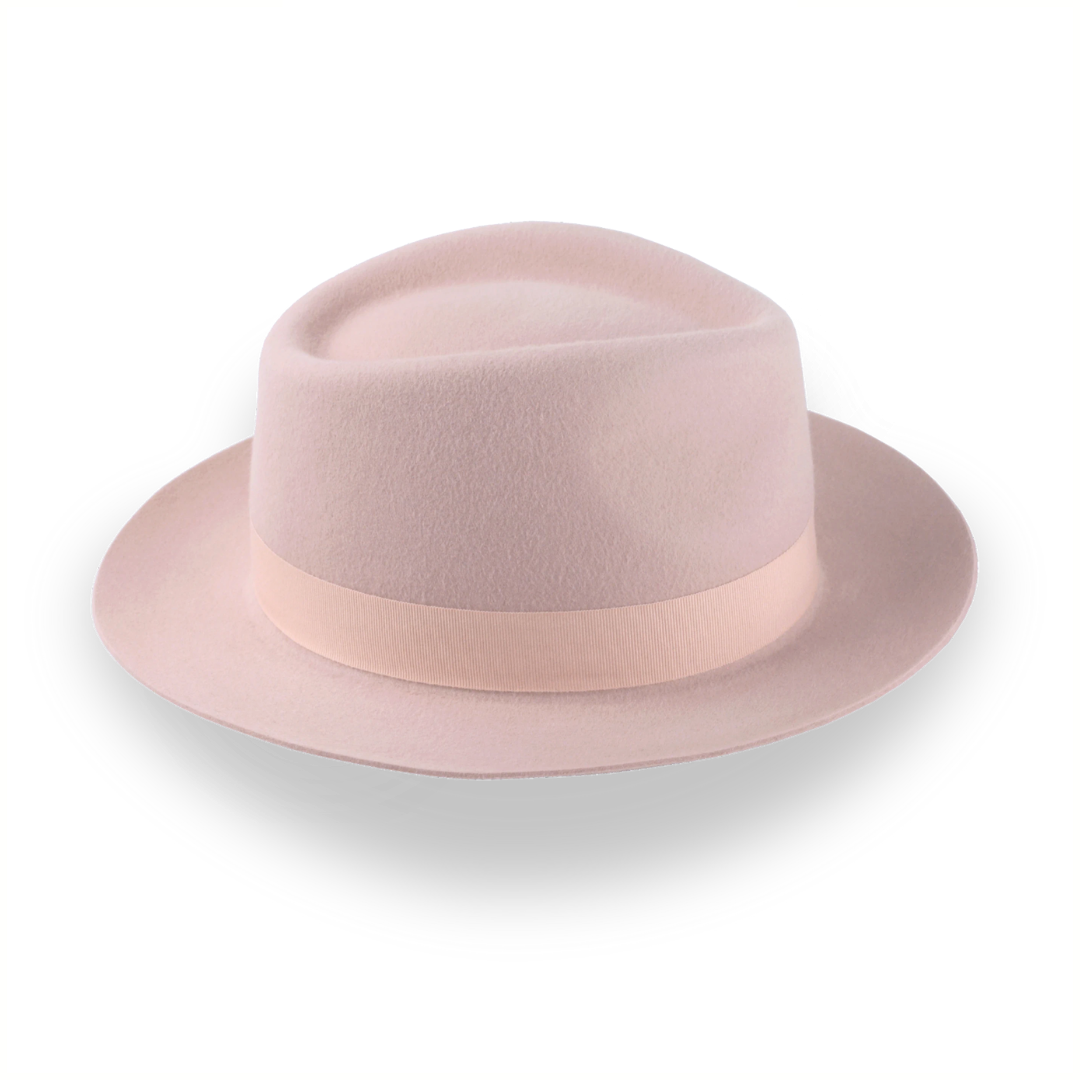 Light Pink Fedora with Medium Crown in Luxurious Fur Felt | The Clubber - Agnoulita 5 