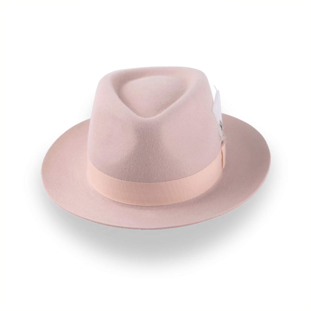 Light Pink Fedora with Medium Crown in Luxurious Fur Felt | The Clubber - Agnoulita Hats 6 