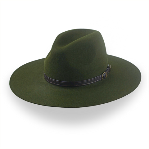 Chapeau Loden Green Wide Brim Outback en Feutre de Fourrure Durable | The Punter