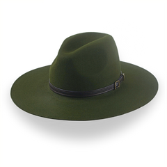 Sombrero Outback de ala ancha en fieltro de piel duradero en verde de Loden | The Punter