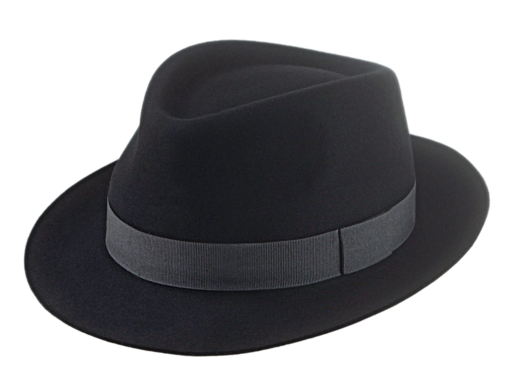 Trilby Fedora Hat for Men | The COOPER | Custom Handmade Hats Agnoulita Hats 1 | Black, Men's Fedora, Rabbit fur felt, Teardrop