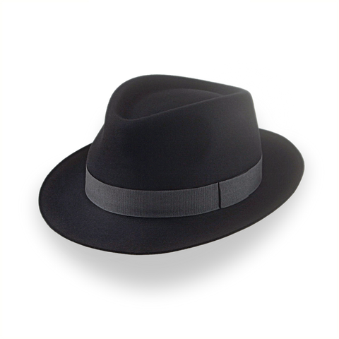 Low Crown Fedora Hat in Black Fur Felt | The Cooper