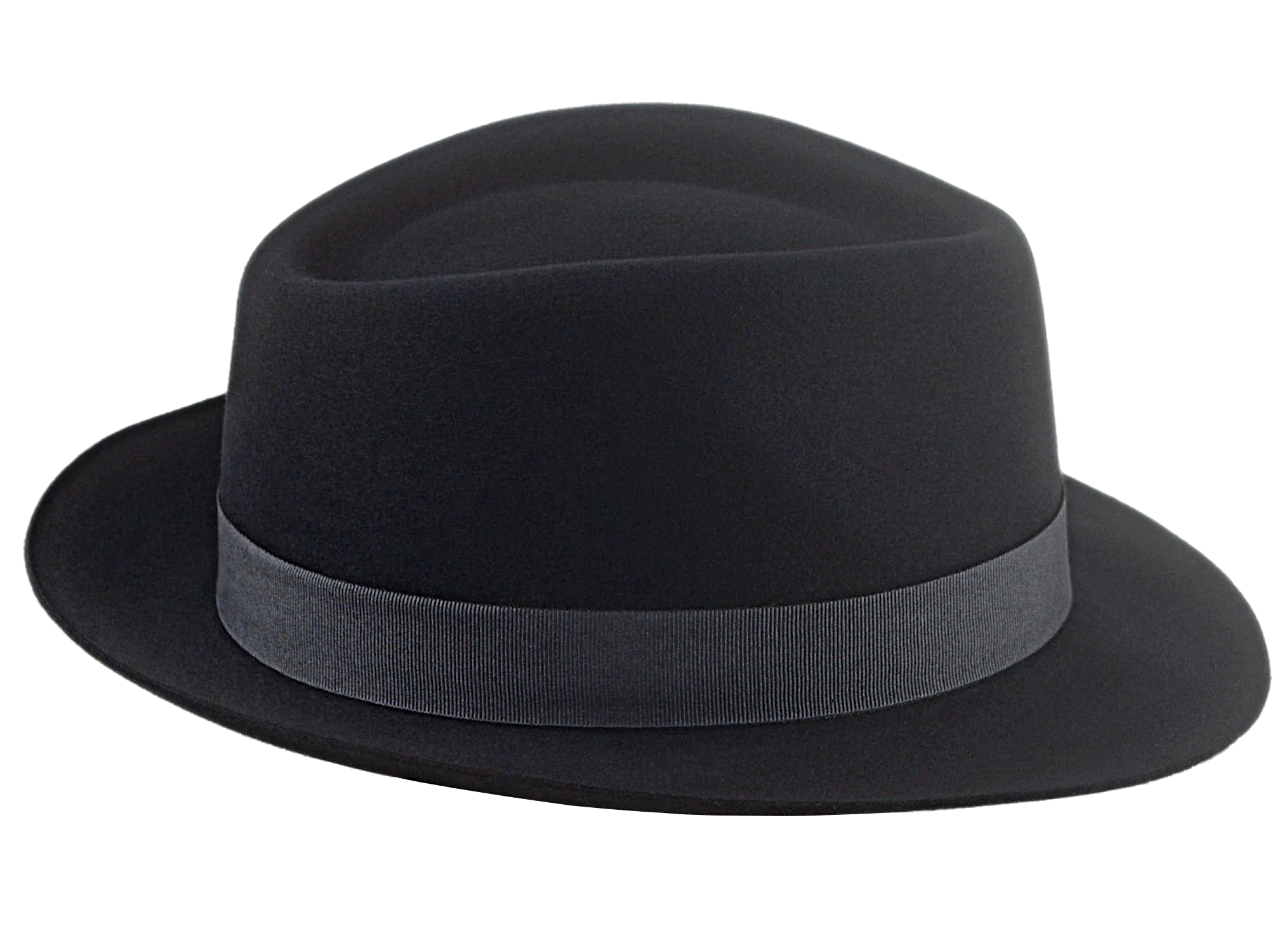 Trilby Fedora Hat for Men | The COOPER | Custom Handmade Hats Agnoulita Hats 5 | Black, Men's Fedora, Rabbit fur felt, Teardrop