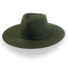 Fedora Low Crown Wide Brim Outback en Verde oliva oscuro | The Bush