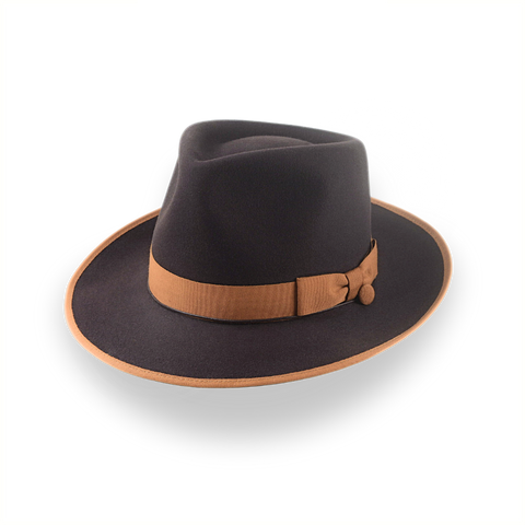 Luxury Teardrop Fedora in Chocolate Beaver Fur Felt | The Caesar