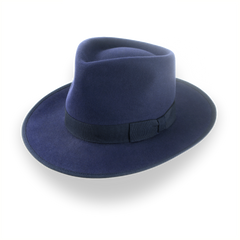 Chapeau Fedora fait à la main sur mesure bleu marine pour hommes en feutre de fourrure | The Tony