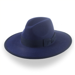 Navy Blue Flat Brim Fedora Hat in Stylish Fur Felt | The Taylor