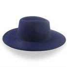 Navy Blue Flat Brim Fedora Hat in Stylish Fur Felt | The Taylor - Agnoulita Hats 5 