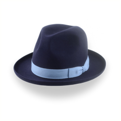 Marineblauer Homburg Fedora aus hochwertigem Biberfellfilz | The Cyrus