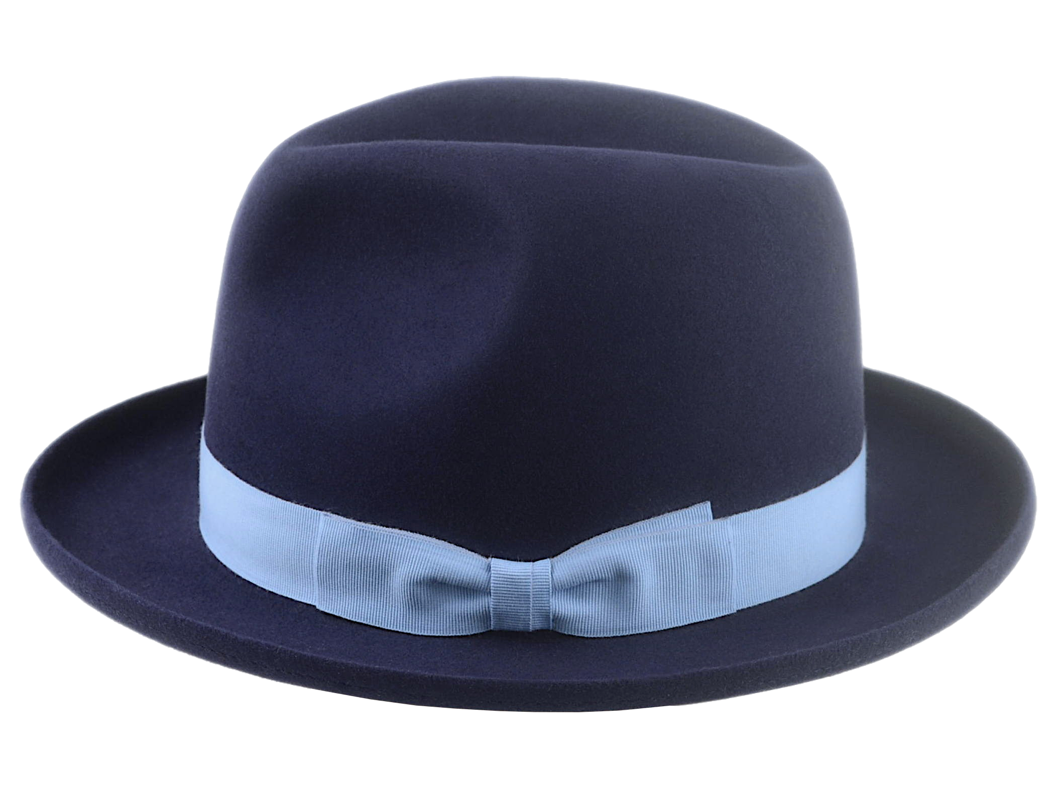Homburg Beaver Fedora | The CYRUS | Custom Handmade Hats Agnoulita Hats 2 | Beaver fur felt, Blue, Center-dent, Custom Beaver Fedora, Navy