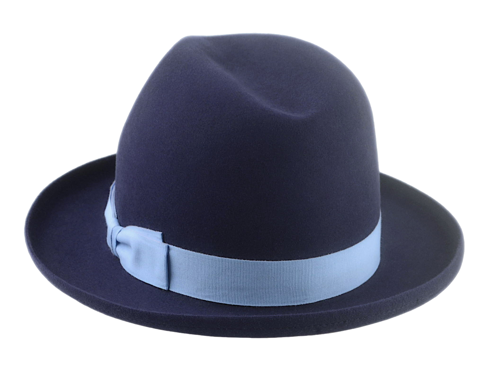 Homburg Beaver Fedora | The CYRUS | Custom Handmade Hats Agnoulita Hats 3 | Beaver fur felt, Blue, Center-dent, Custom Beaver Fedora, Navy