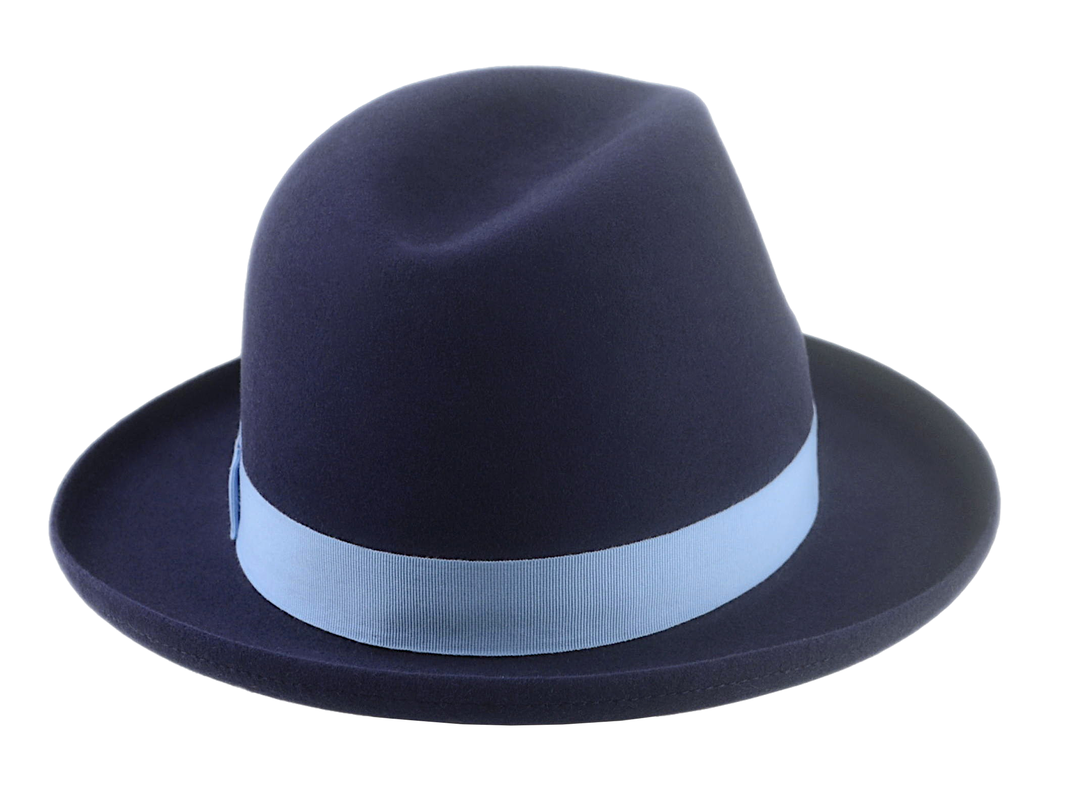 Homburg Beaver Fedora | The CYRUS | Custom Handmade Hats Agnoulita Hats 4 | Beaver fur felt, Blue, Center-dent, Custom Beaver Fedora, Navy