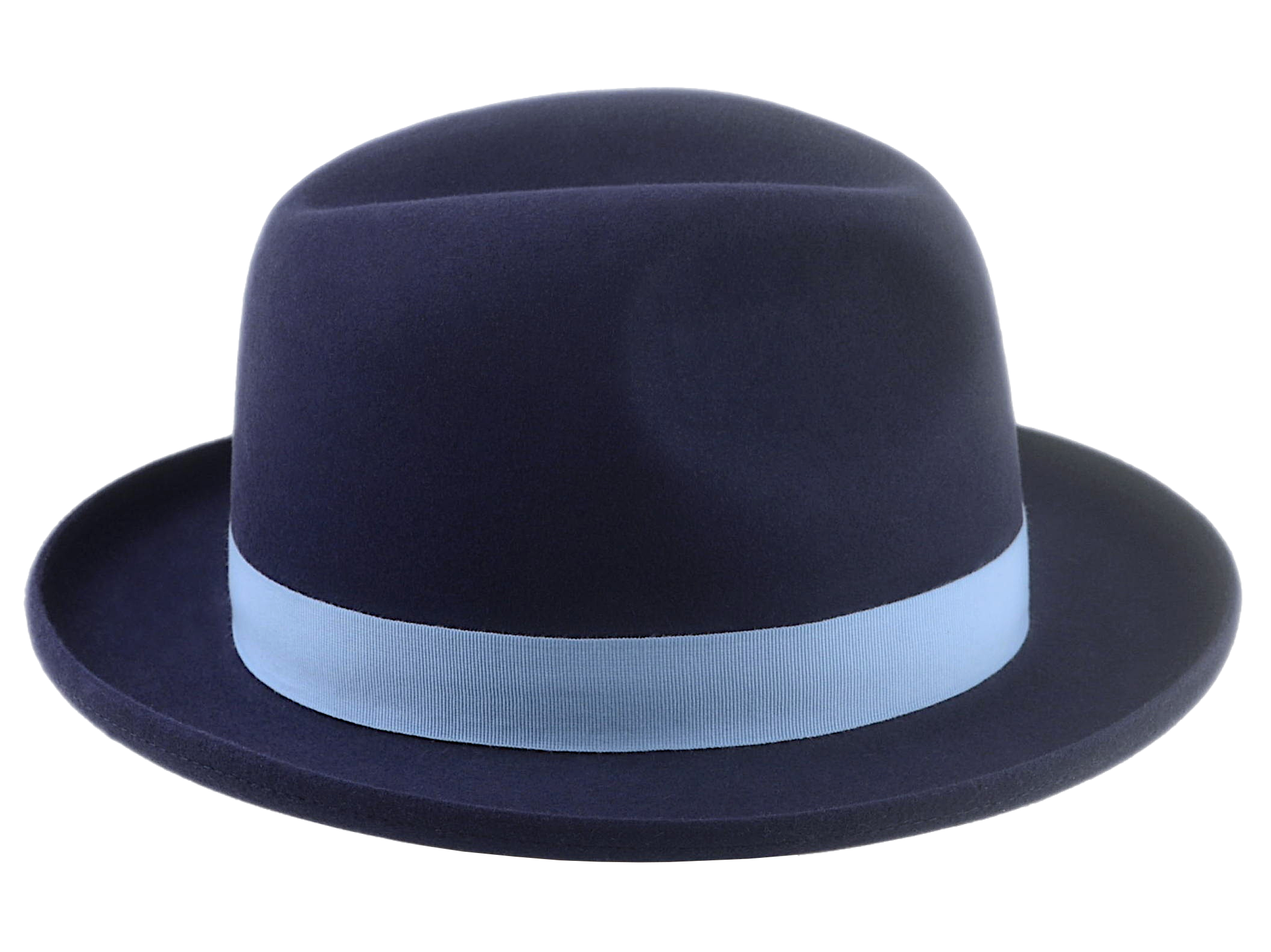 Homburg Beaver Fedora | The CYRUS | Custom Handmade Hats Agnoulita Hats 5 | Beaver fur felt, Blue, Center-dent, Custom Beaver Fedora, Navy