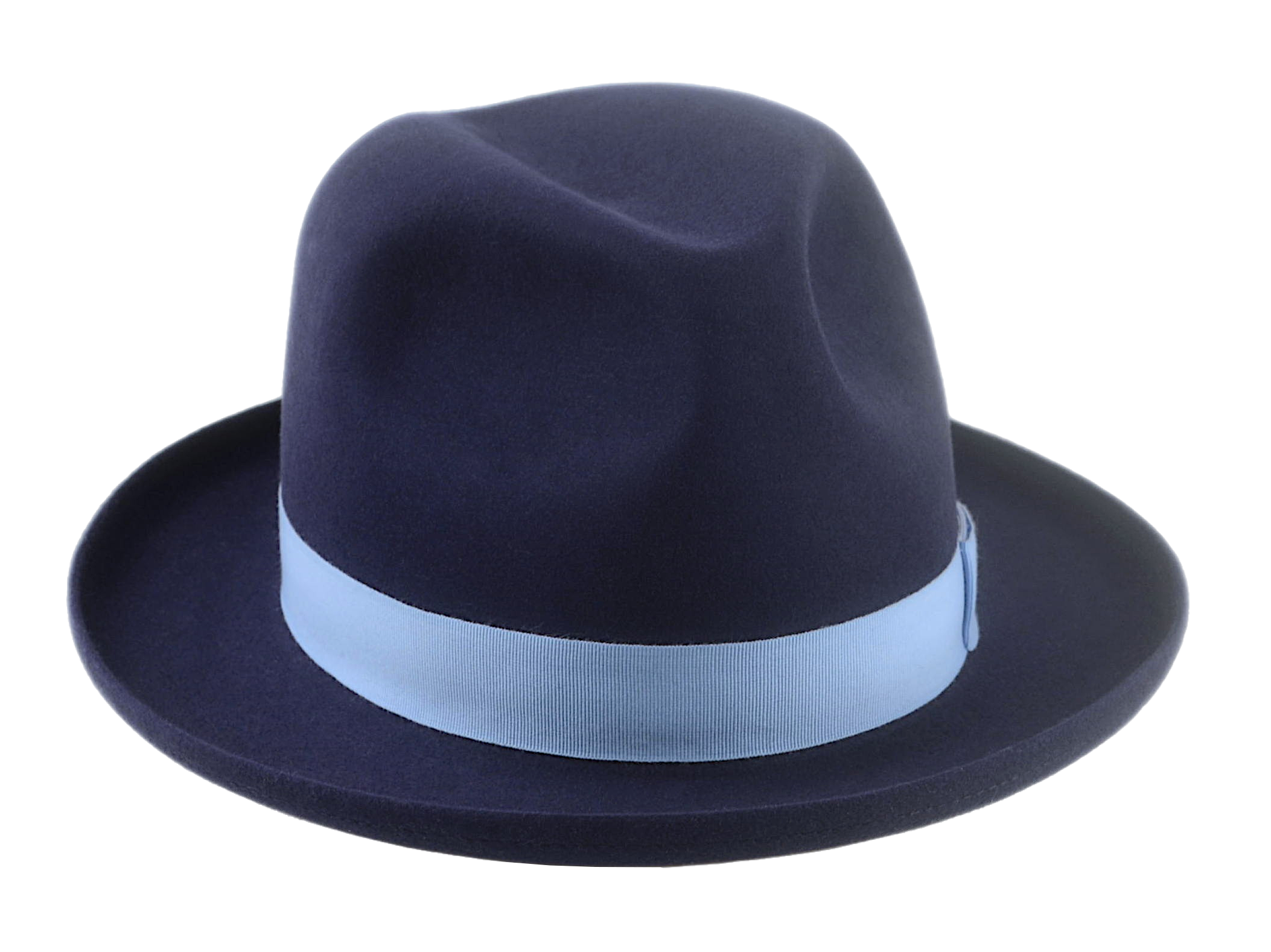 Homburg Beaver Fedora | The CYRUS | Custom Handmade Hats Agnoulita Hats 6 | Beaver fur felt, Blue, Center-dent, Custom Beaver Fedora, Navy