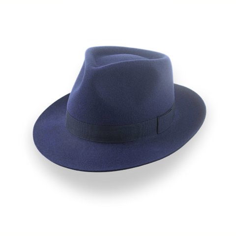 Navy Blue Teardrop Crown Fedora for Men | The Diplomat