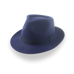 Navy Blue Teardrop Crown Fedora for Men | The Diplomat