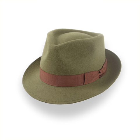 オリーブグリーン毛皮フェルトTrilby Fedora Hat | コロンボ