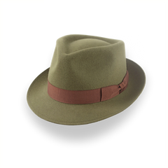 Sombrero Fedora Trilby de fieltro de piel verde oliva | The Colombo