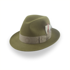 Olive Green Medium Brim Trilby Fedora in Fur Felt | The Phoenix