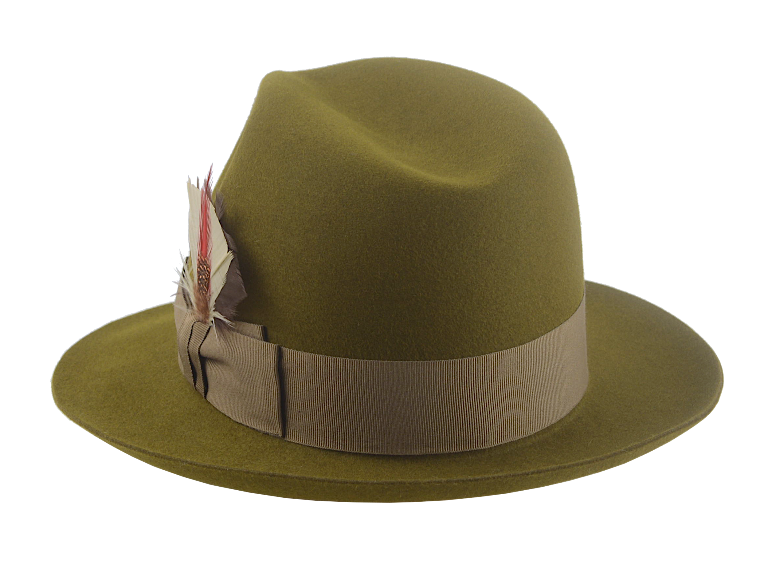 The PHOENIX | Agnoulita Custom Handmade Hats Agnoulita Hats 3 | Center-dent, Green, Olive Green, Rabbit fur felt, Unisex Fedora