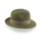 Olive Green Medium Brim Trilby Fedora in Fur Felt | The Phoenix - Agnoulita 5 